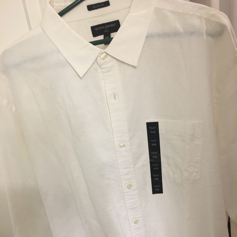 NWT 2 Banana Republic linen shirts slim fit xxl